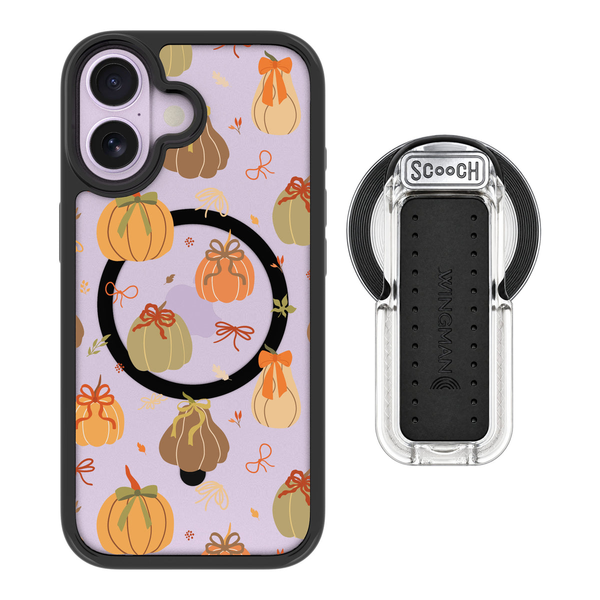 Scooch MagCase Pretty Pumpkins for iPhone 17 — MagSafe Wingback Bundle - Clear