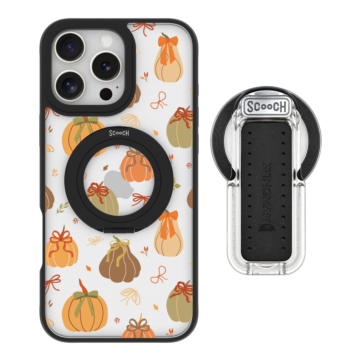 Scooch MagCase Pretty Pumpkins for iPhone 16 Pro Max — MagSafe Wingback Bundle - Clear