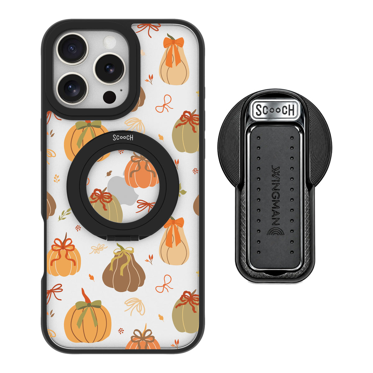 Scooch MagCase Pretty Pumpkins for iPhone 16 Pro Max — MagSafe Wingback Bundle - Black