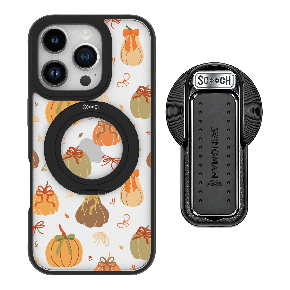Scooch MagCase Pretty Pumpkins for iPhone 16 Pro — MagSafe Wingback Bundle - Black