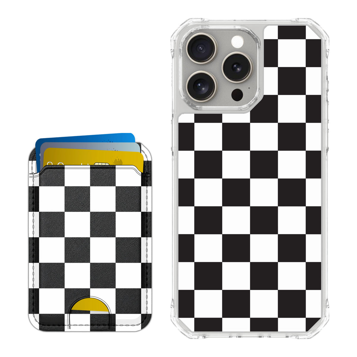 Scooch MagCase Checkered for iPhone 15 Pro Max — Matching MagWallet Bundle