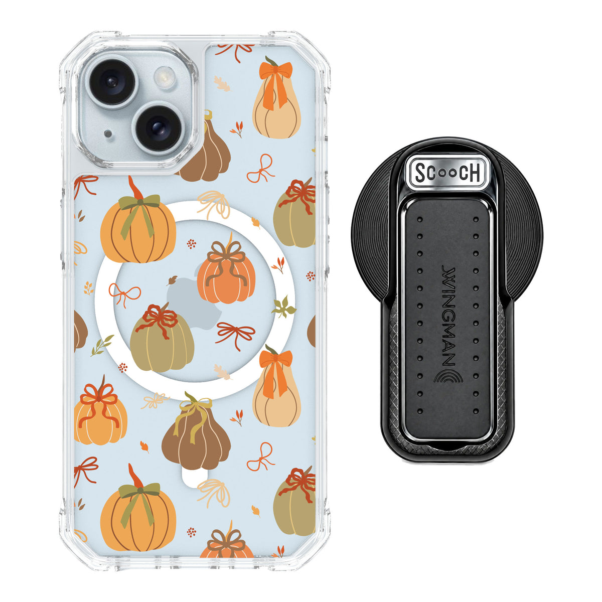 Scooch MagCase Pretty Pumpkins for iPhone 15 — MagSafe Wingback Bundle - Black
