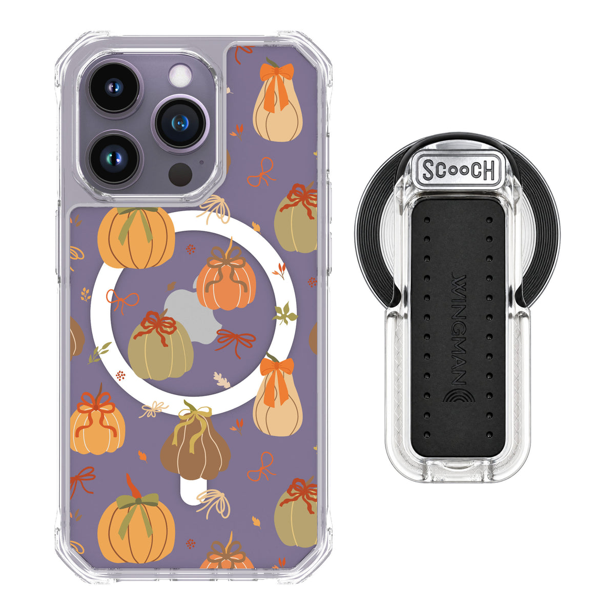 Scooch MagCase Pretty Pumpkins for iPhone 14 Pro — MagSafe Wingback Bundle - Clear