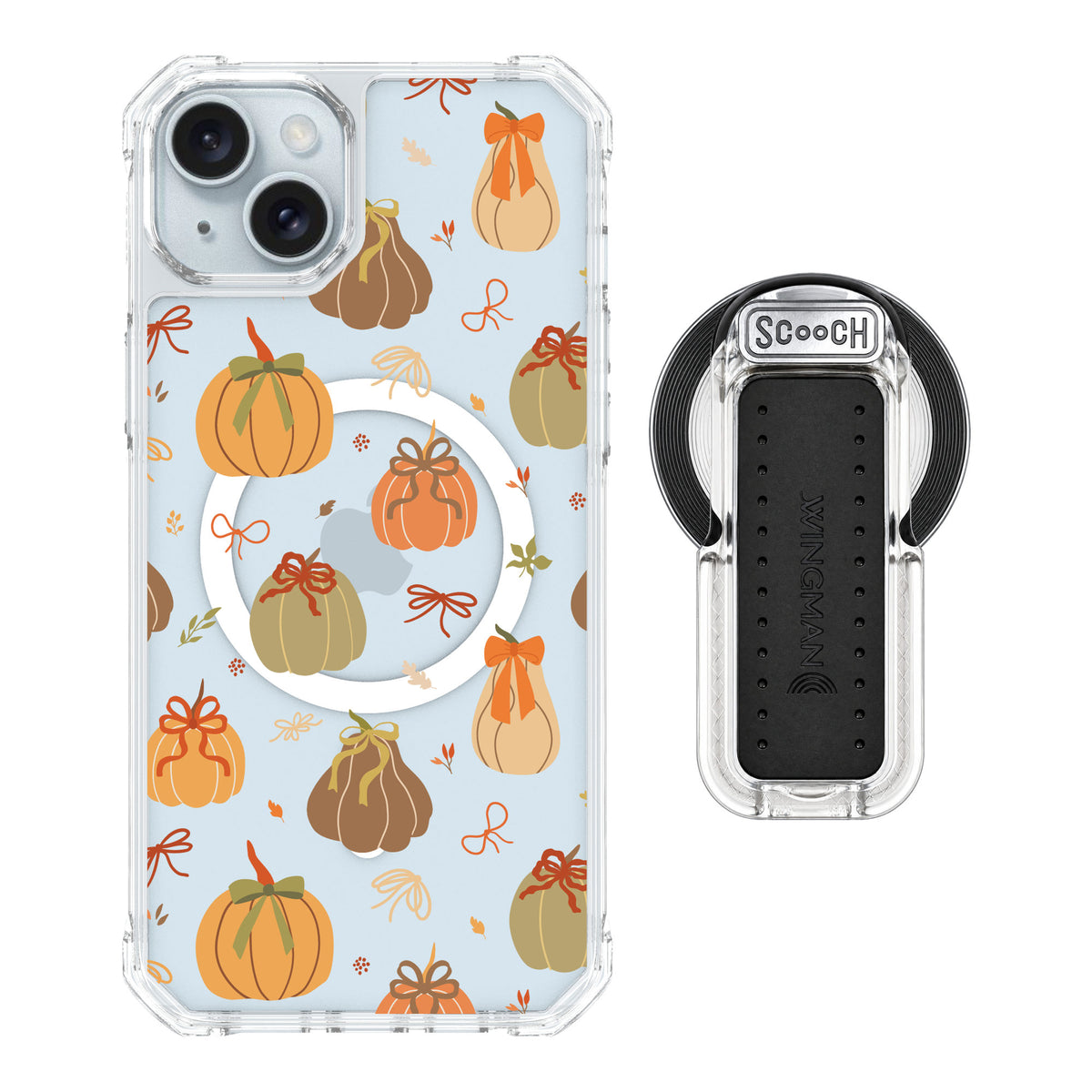 Scooch MagCase Pretty Pumpkins for iPhone 14 Plus — MagSafe Wingback Bundle - Clear
