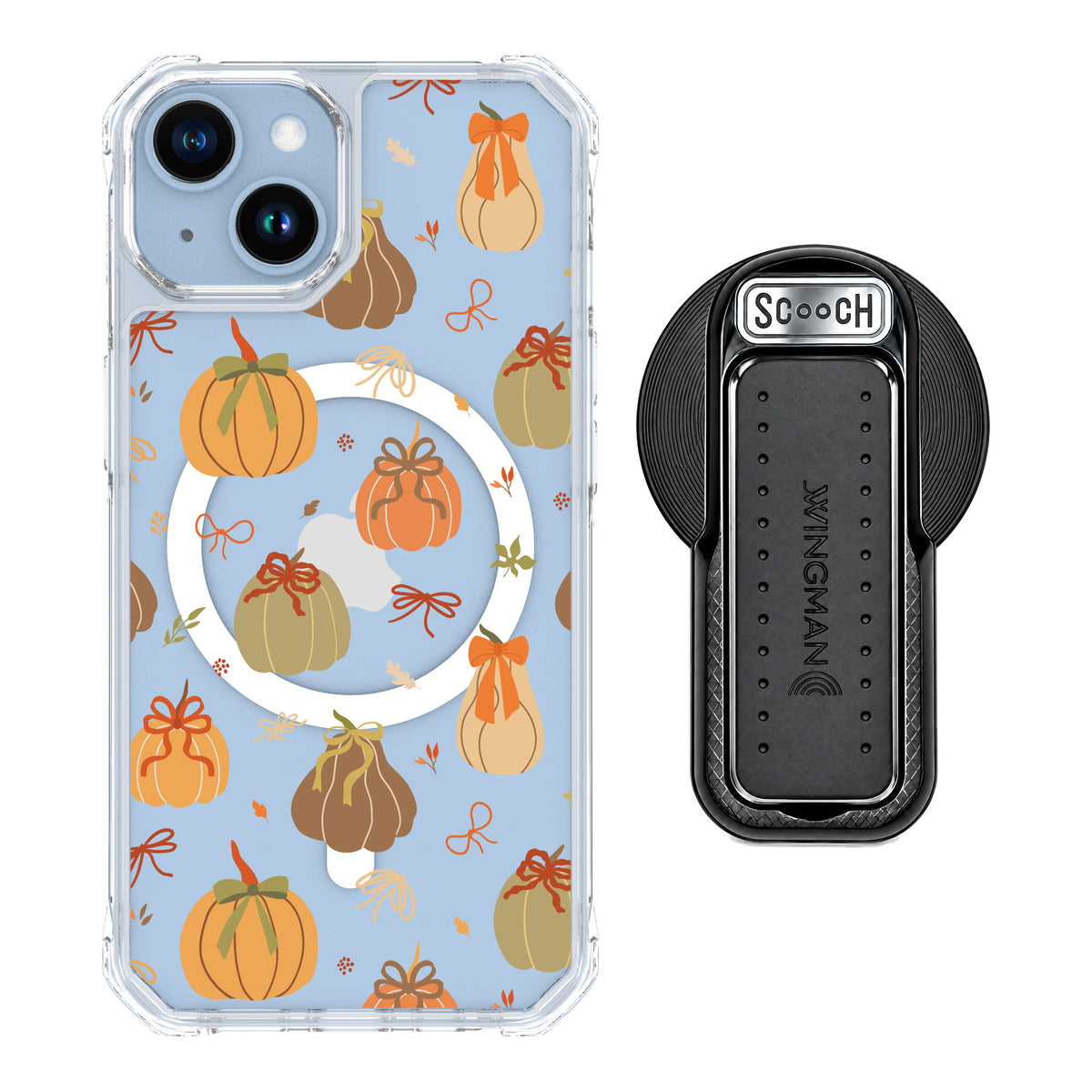 Scooch MagCase Pretty Pumpkins for iPhone 14 — MagSafe Wingback Bundle - Black