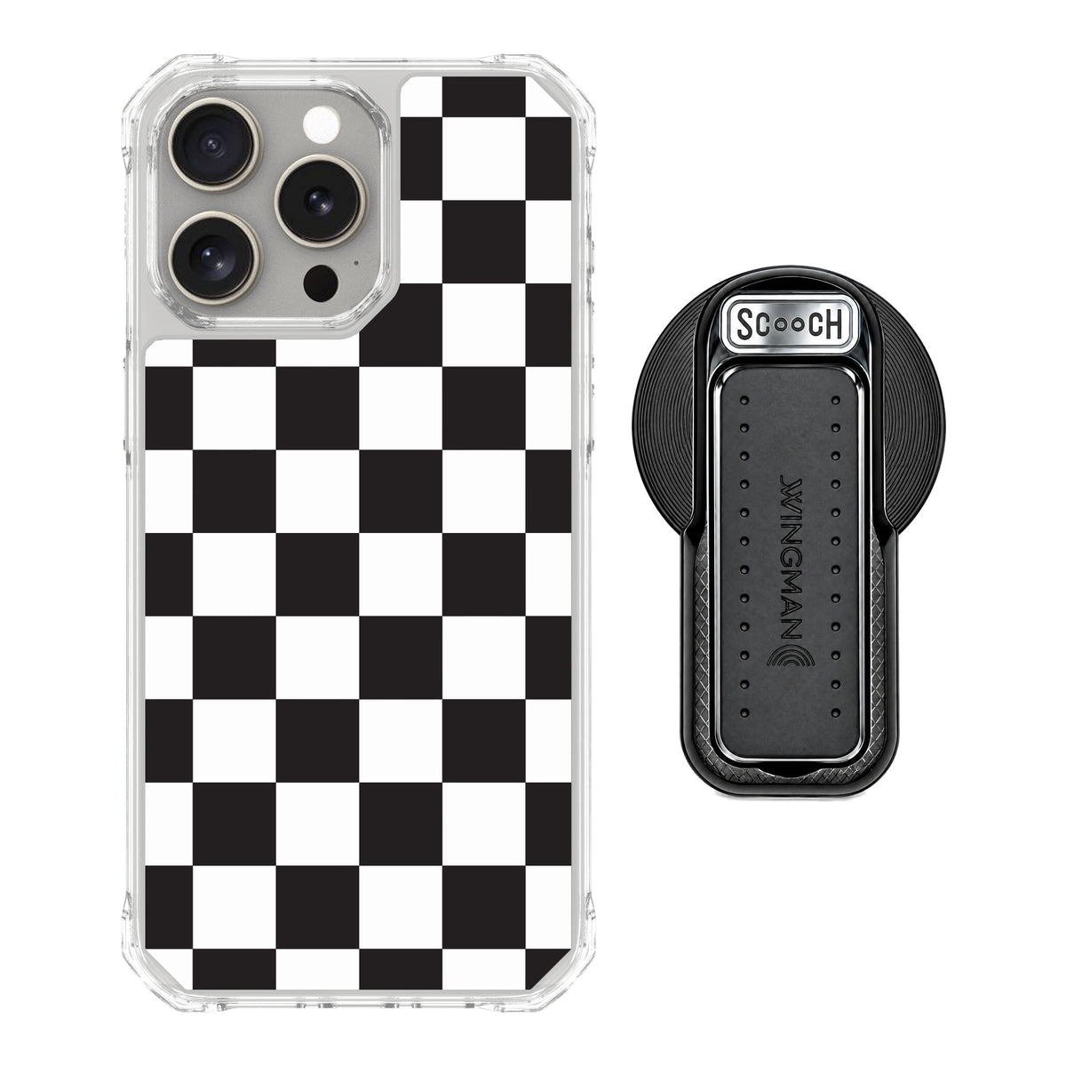 Scooch MagCase Checkered for iPhone 15 Pro Max — MagSafe Wingback Bundle - Black