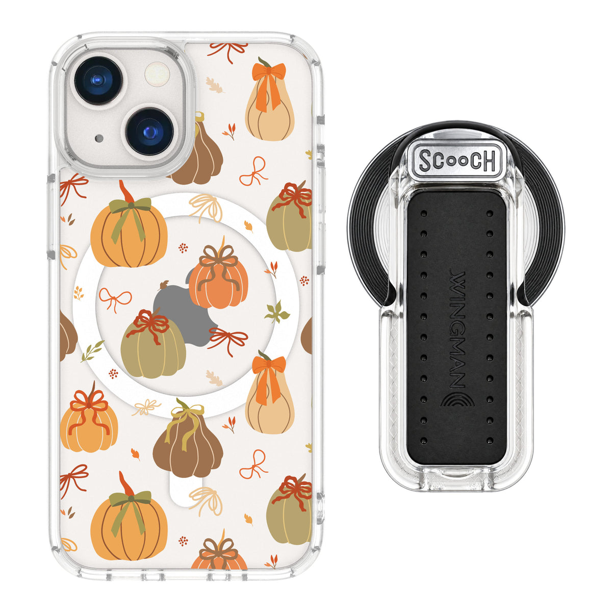 Scooch MagCase Pretty Pumpkins for iPhone 13 mini — MagSafe Wingback Bundle - Clear