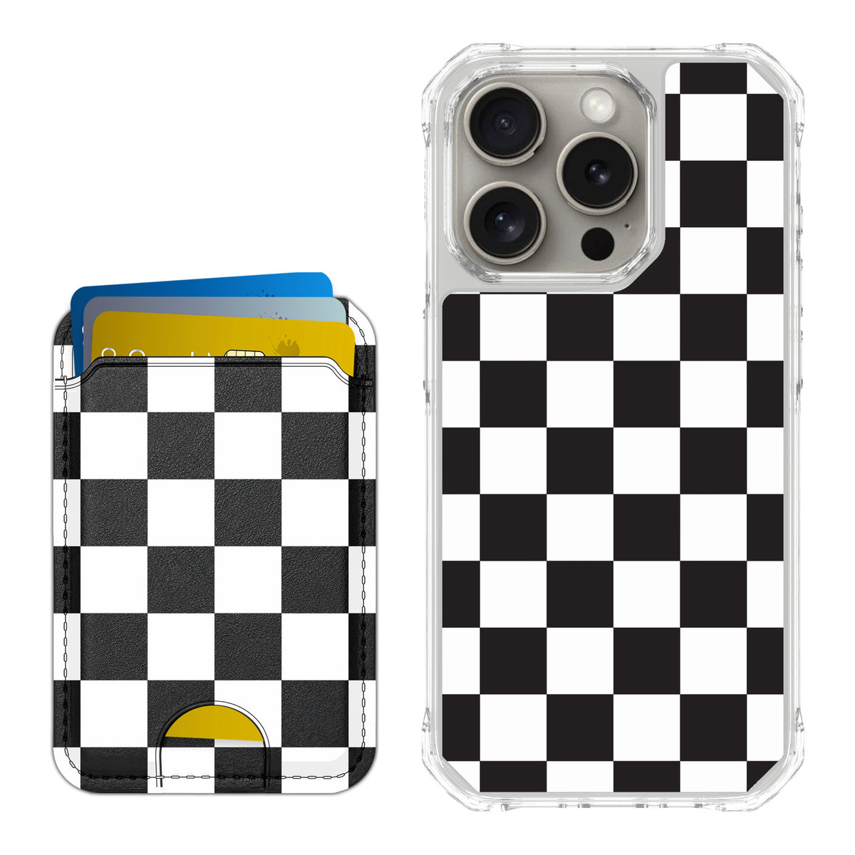 Scooch MagCase Checkered for iPhone 15 Pro — Matching MagWallet Bundle