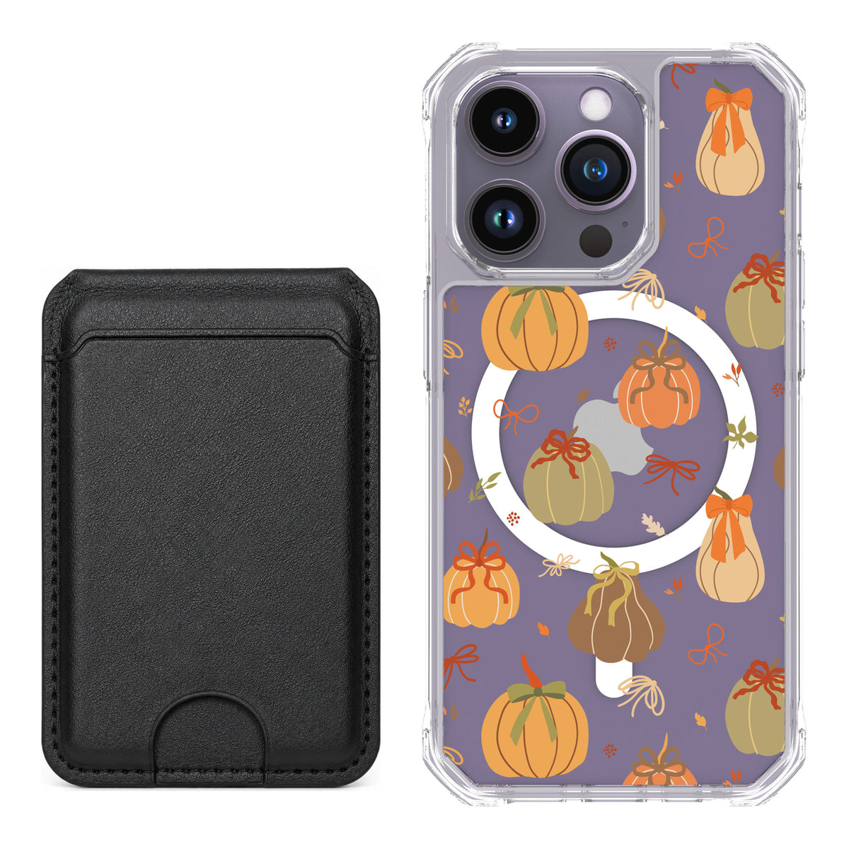 Scooch MagCase Pretty Pumpkins for iPhone 14 Pro — Black MagWallet Bundle