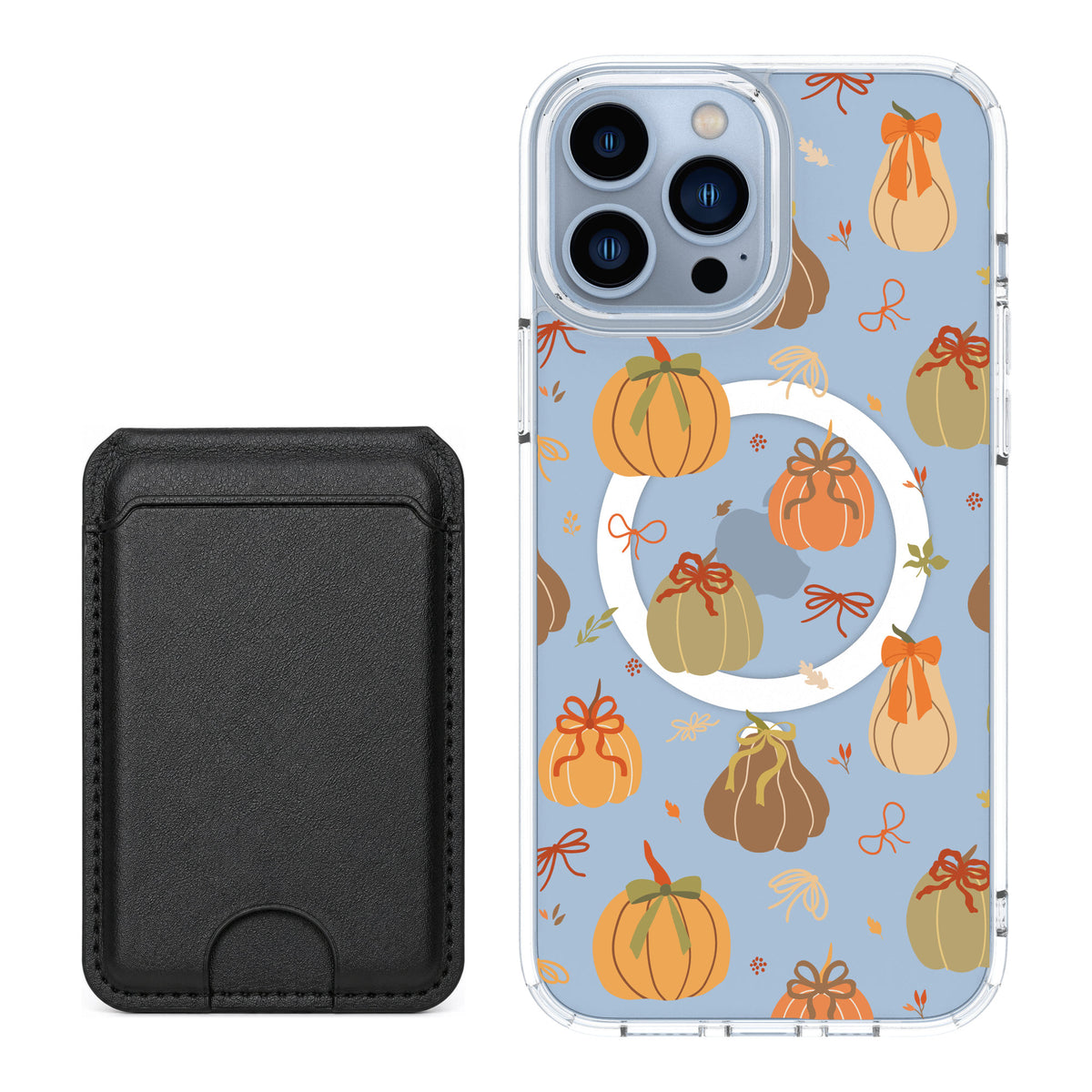 Scooch MagCase Pretty Pumpkins for iPhone 13 Pro Max — Black MagWallet Bundle