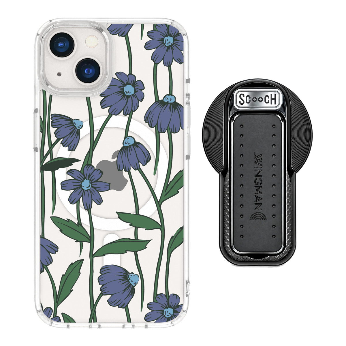 Scooch MagCase Violet Daisy for iPhone 13 — MagSafe Wingback Bundle - Black