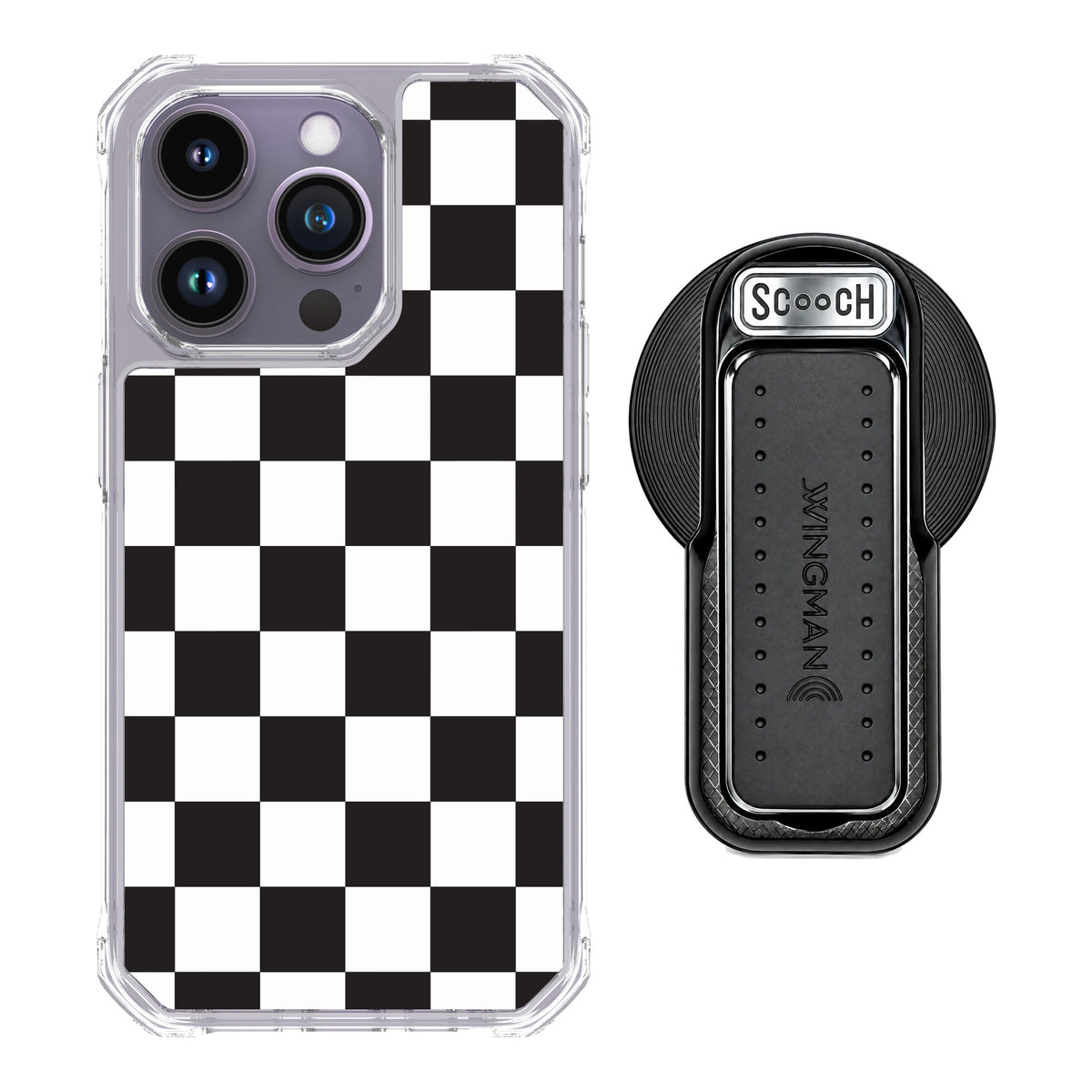 Scooch MagCase Checkered for iPhone 14 Pro — MagSafe Wingback Bundle - Black