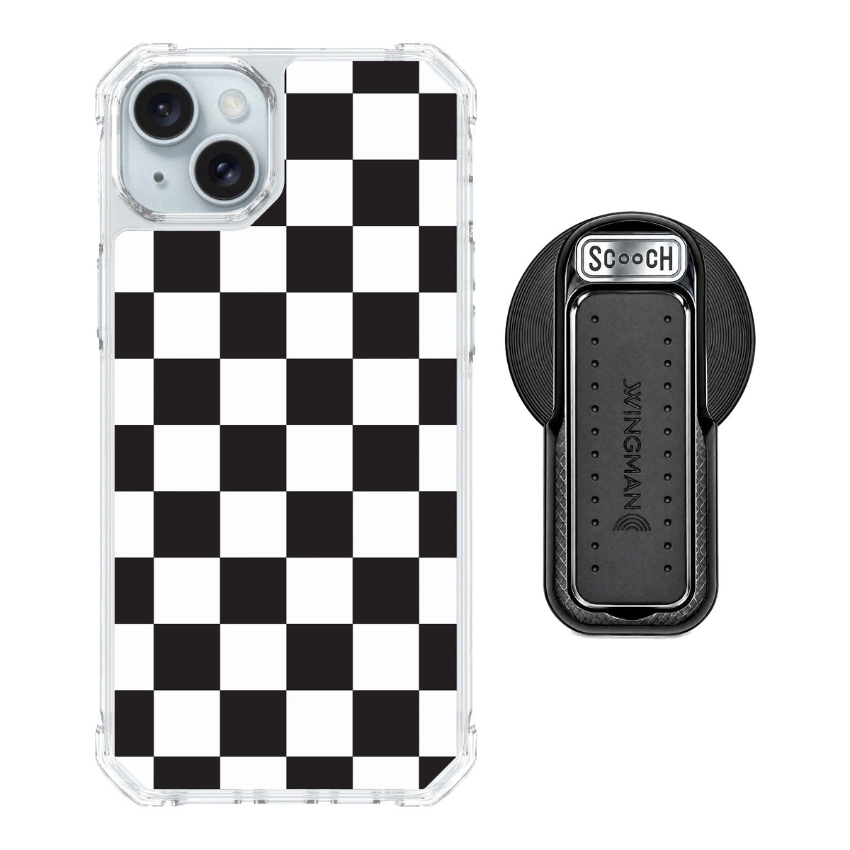 Scooch MagCase Checkered for iPhone 14 Plus — MagSafe Wingback Bundle - Black