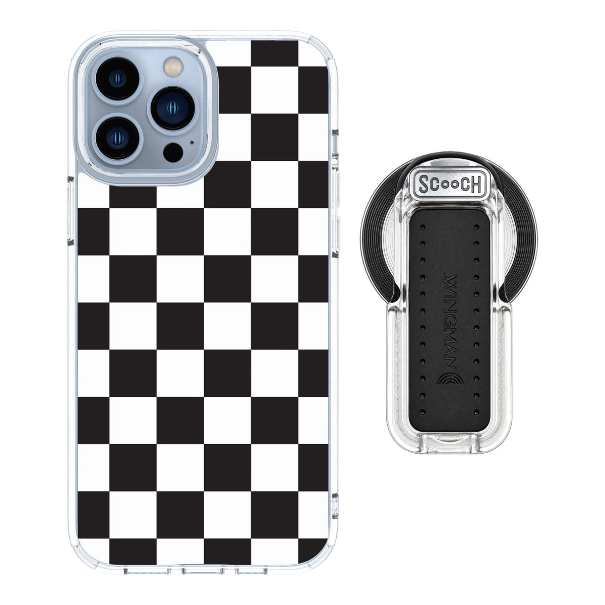 Scooch MagCase Checkered for iPhone 13 Pro Max — MagSafe Wingback Bundle - Clear