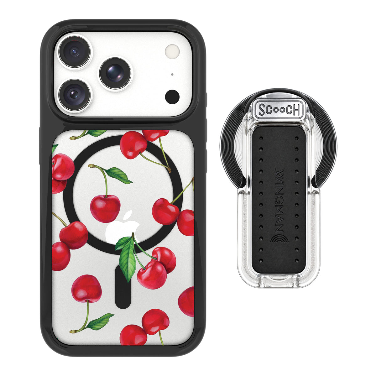 Scooch MagCase Very Cherry for iPhone 18 Pro — MagSafe Wingback Bundle - Clear