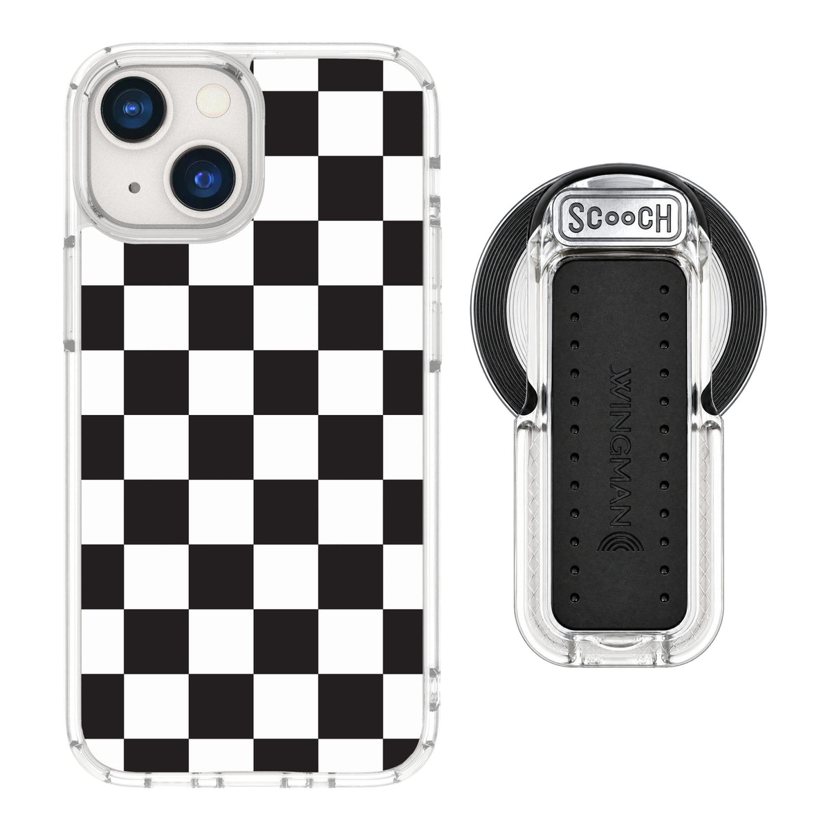 Scooch MagCase Checkered for iPhone 13 mini — MagSafe Wingback Bundle - Clear