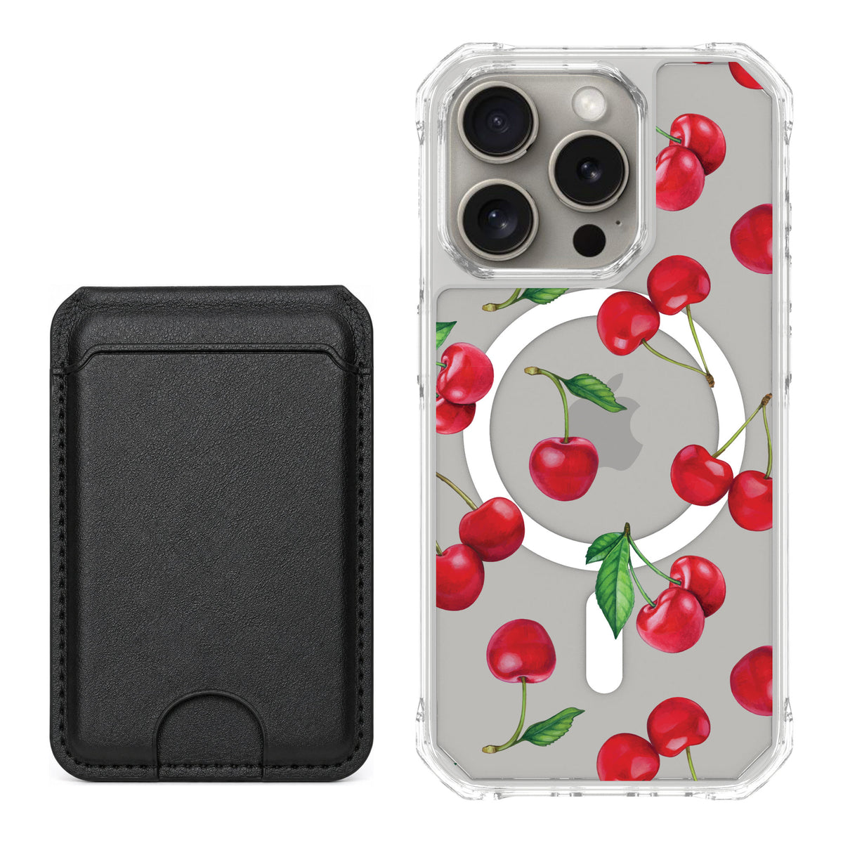 Scooch MagCase Very Cherry for iPhone 15 Pro — Black MagWallet Bundle