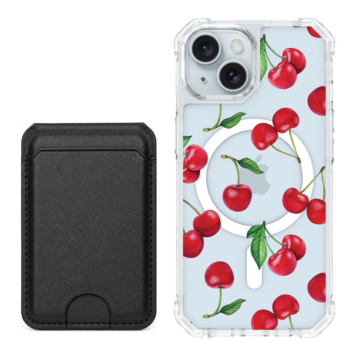 Scooch MagCase Very Cherry for iPhone 15 — Black MagWallet Bundle