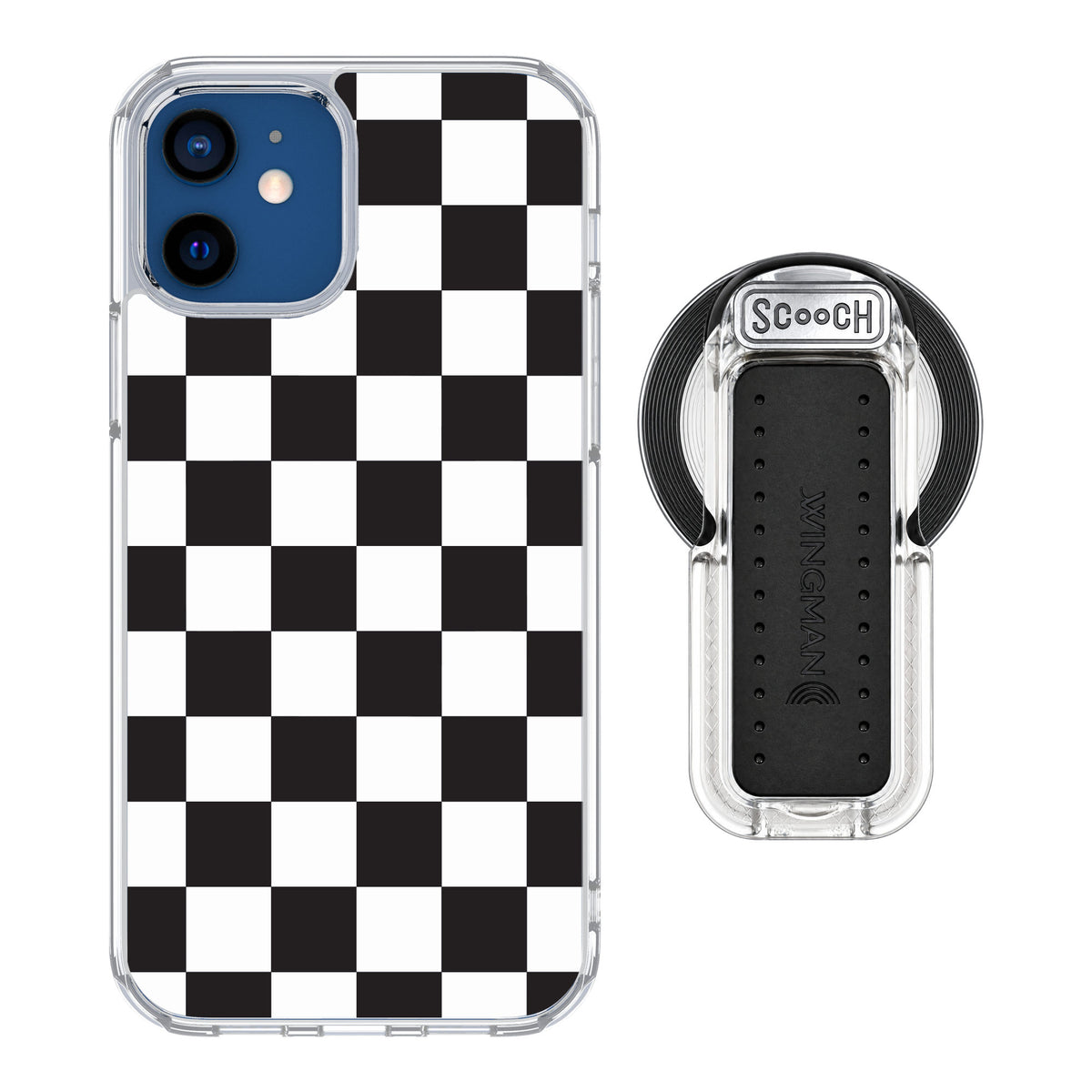 Scooch MagCase Checkered for iPhone 12 — MagSafe Wingback Bundle - Clear