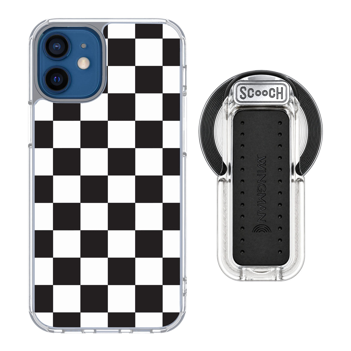 Scooch MagCase Checkered for iPhone 12 mini — MagSafe Wingback Bundle - Clear