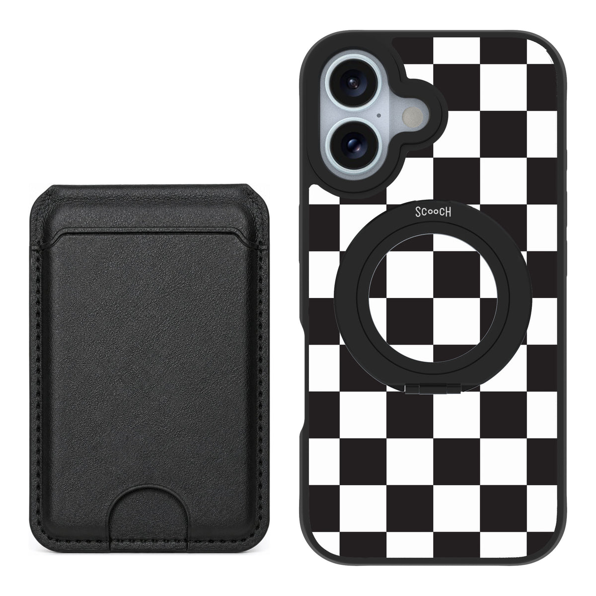 Scooch MagCase Checkered for iPhone 16 — Black MagWallet Bundle