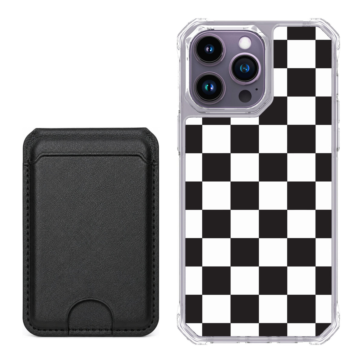 Scooch MagCase Checkered for iPhone 14 Pro Max — Black MagWallet Bundle