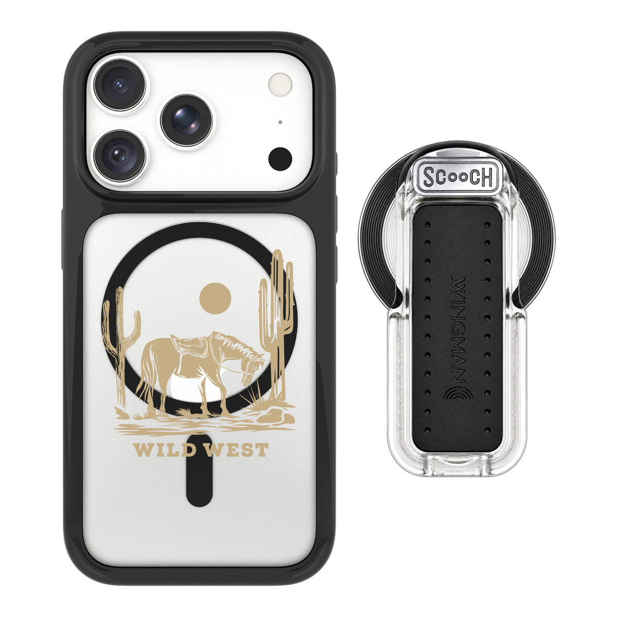 Scooch MagCase Wild West for iPhone 18 Pro Max — MagSafe Wingback Bundle - Clear