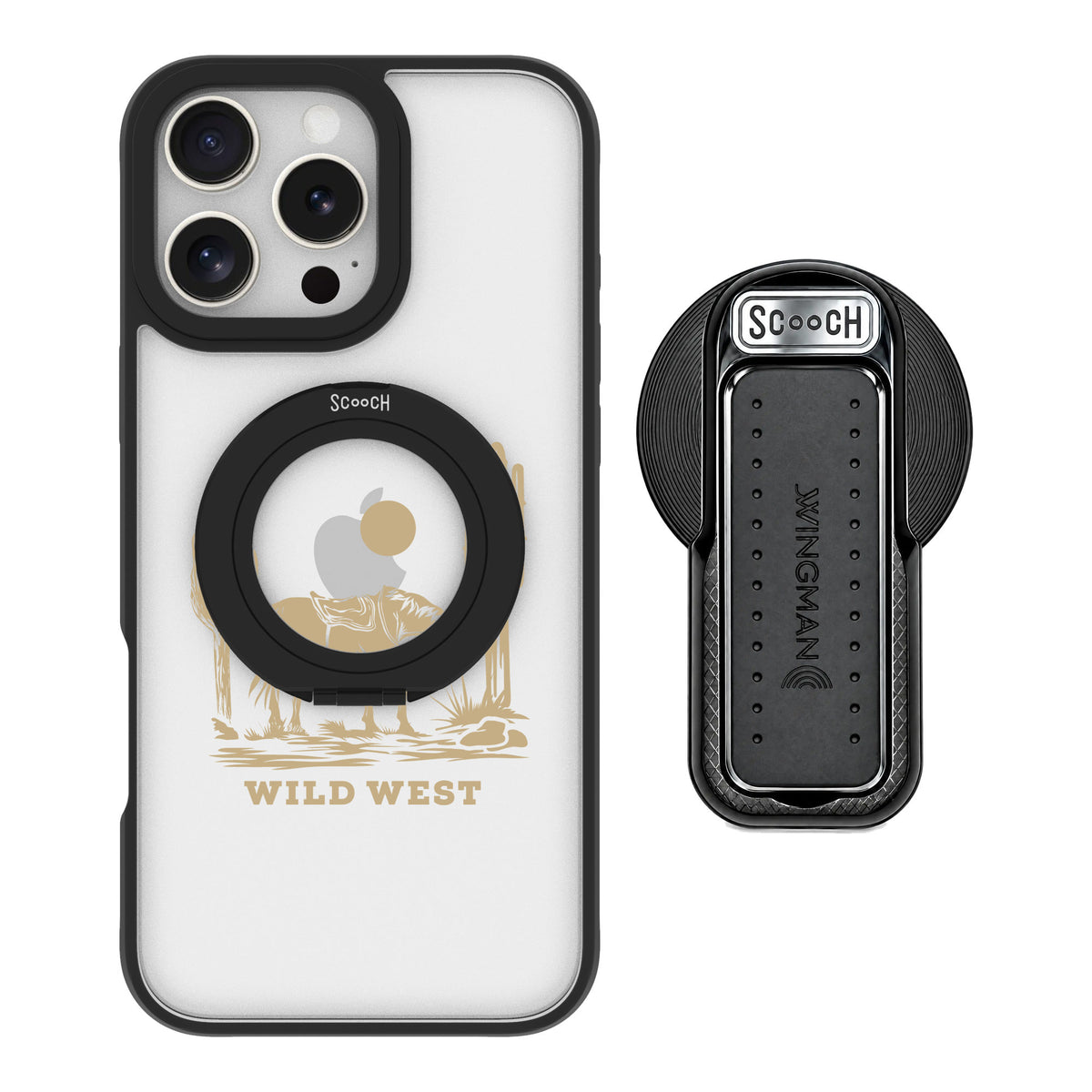 Scooch MagCase Wild West for iPhone 16 Pro Max — MagSafe Wingback Bundle - Black
