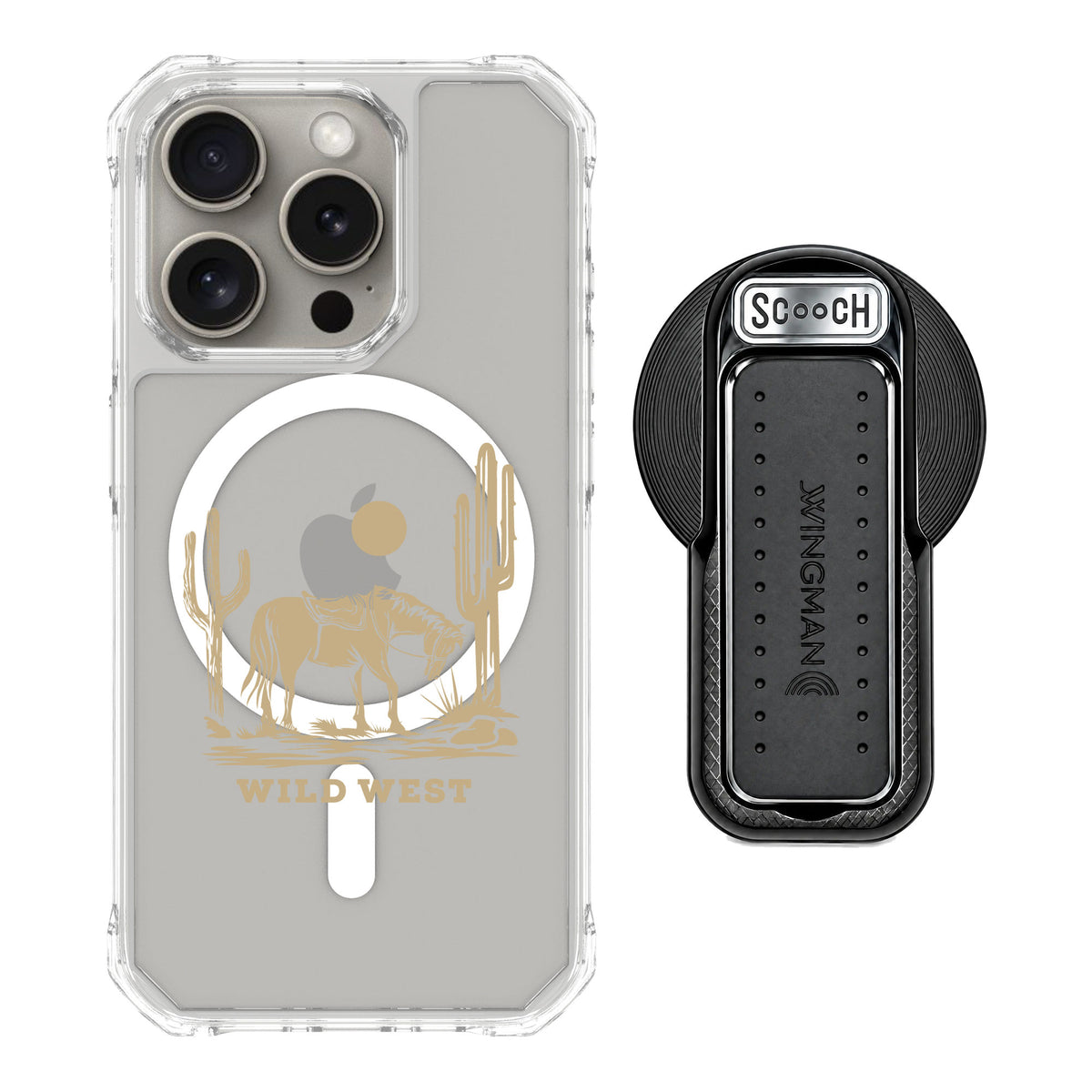 Scooch MagCase Wild West for iPhone 15 Pro — MagSafe Wingback Bundle - Black