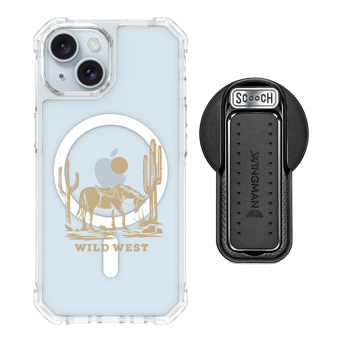 Scooch MagCase Wild West for iPhone 15 — MagSafe Wingback Bundle - Black