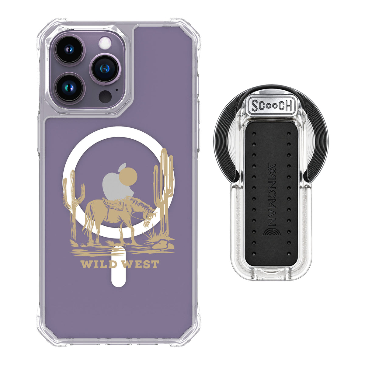 Scooch MagCase Wild West for iPhone 14 Pro Max — MagSafe Wingback Bundle - Clear