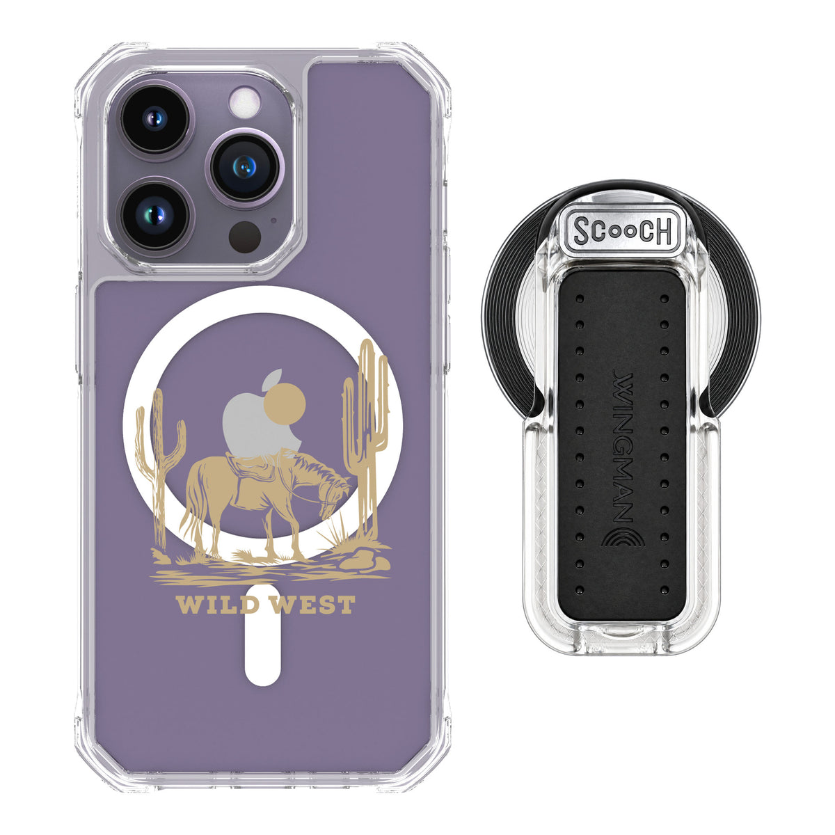 Scooch MagCase Wild West for iPhone 14 Pro — MagSafe Wingback Bundle - Clear