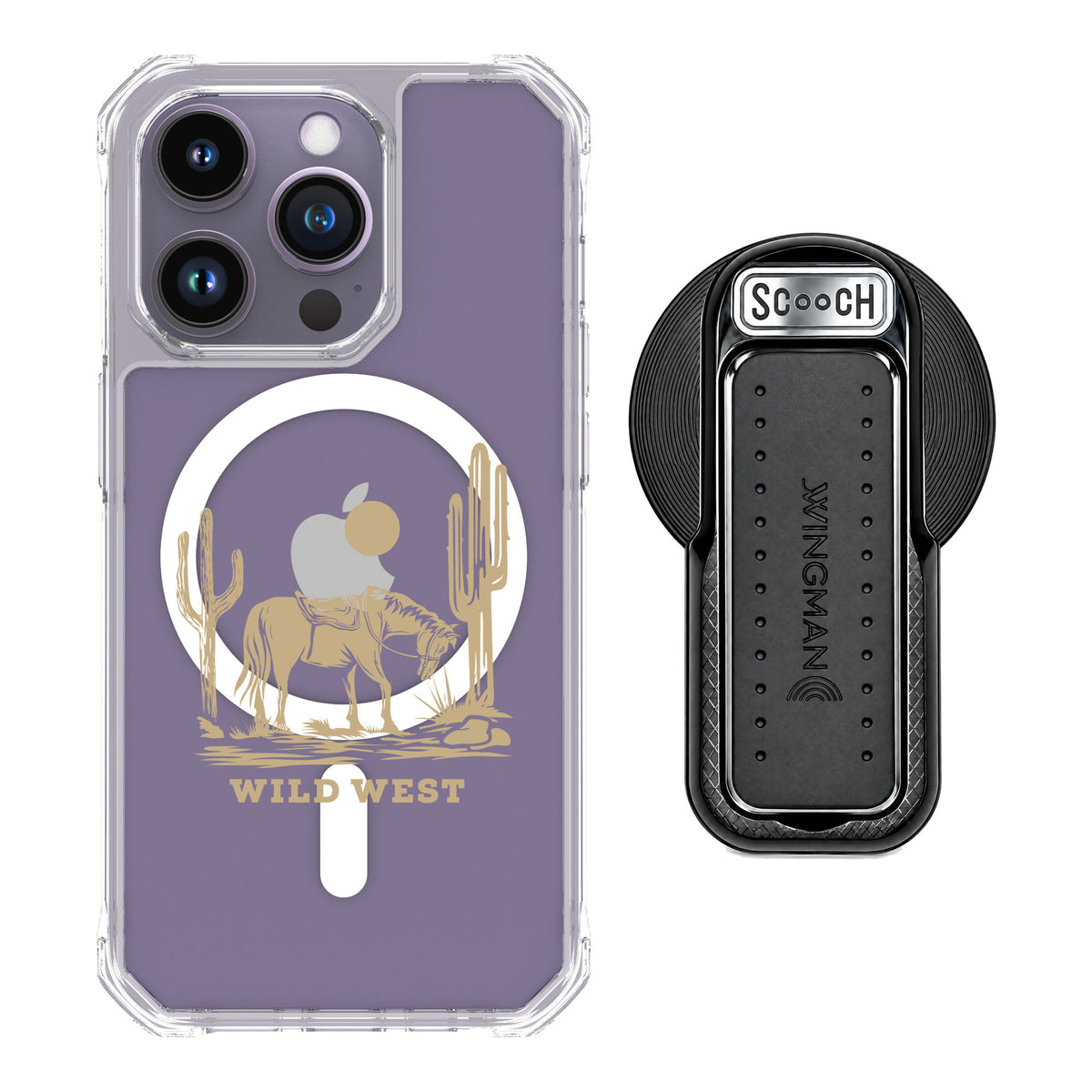 Scooch MagCase Wild West for iPhone 14 Pro — MagSafe Wingback Bundle - Black