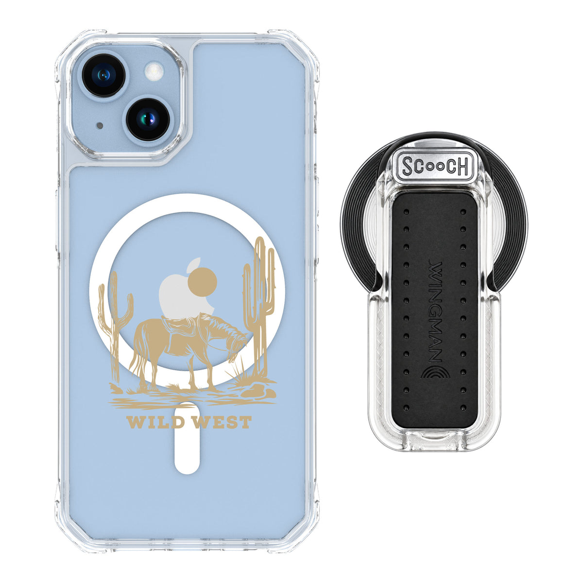 Scooch MagCase Wild West for iPhone 14 — MagSafe Wingback Bundle - Clear