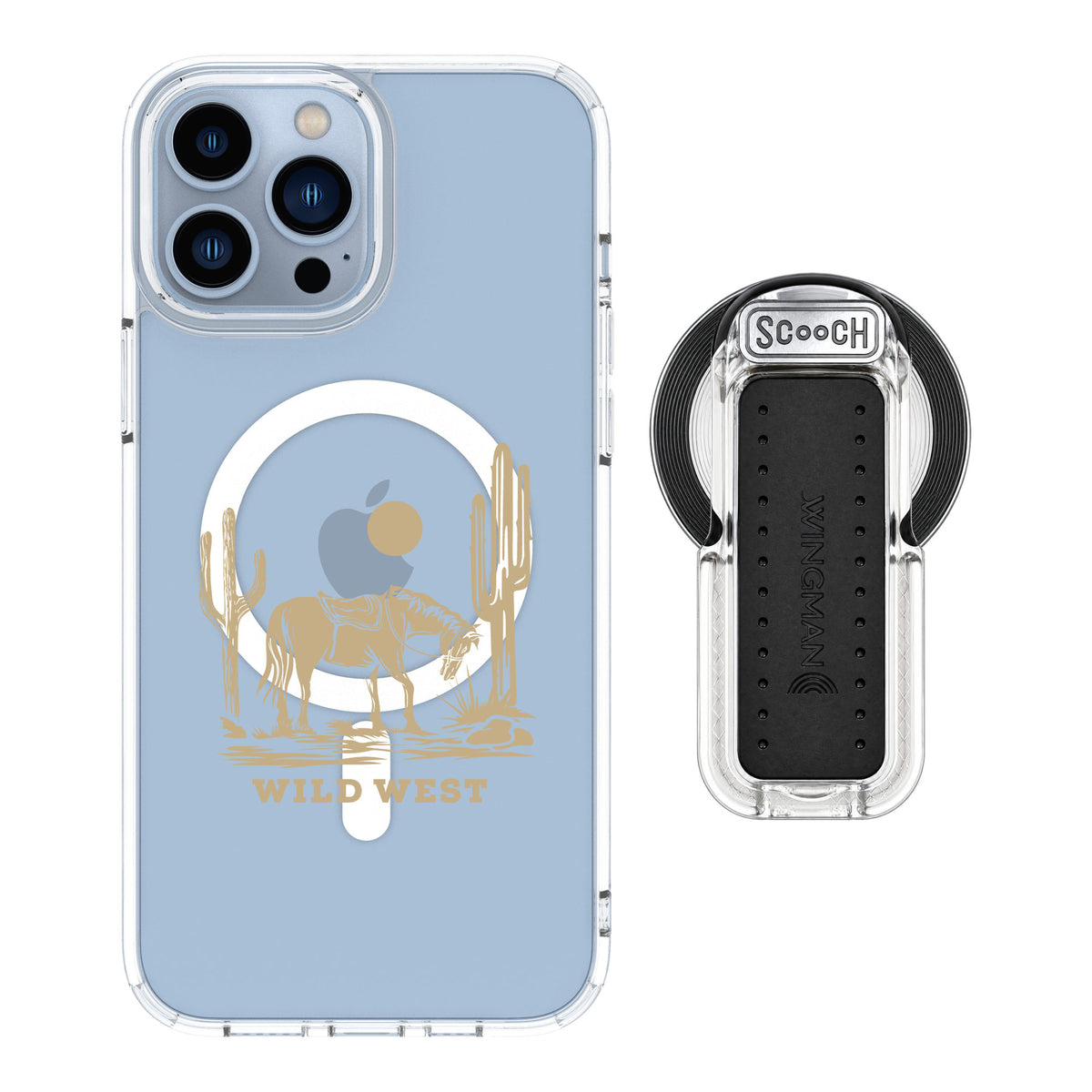Scooch MagCase Wild West for iPhone 13 Pro Max — MagSafe Wingback Bundle - Clear