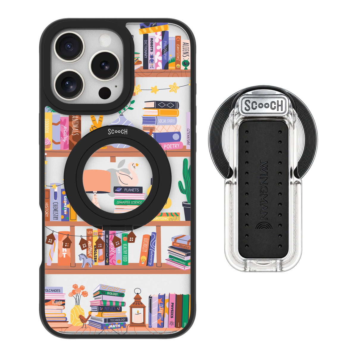 Scooch MagCase Little Library for iPhone 16 Pro Max — MagSafe Wingback Bundle - Clear