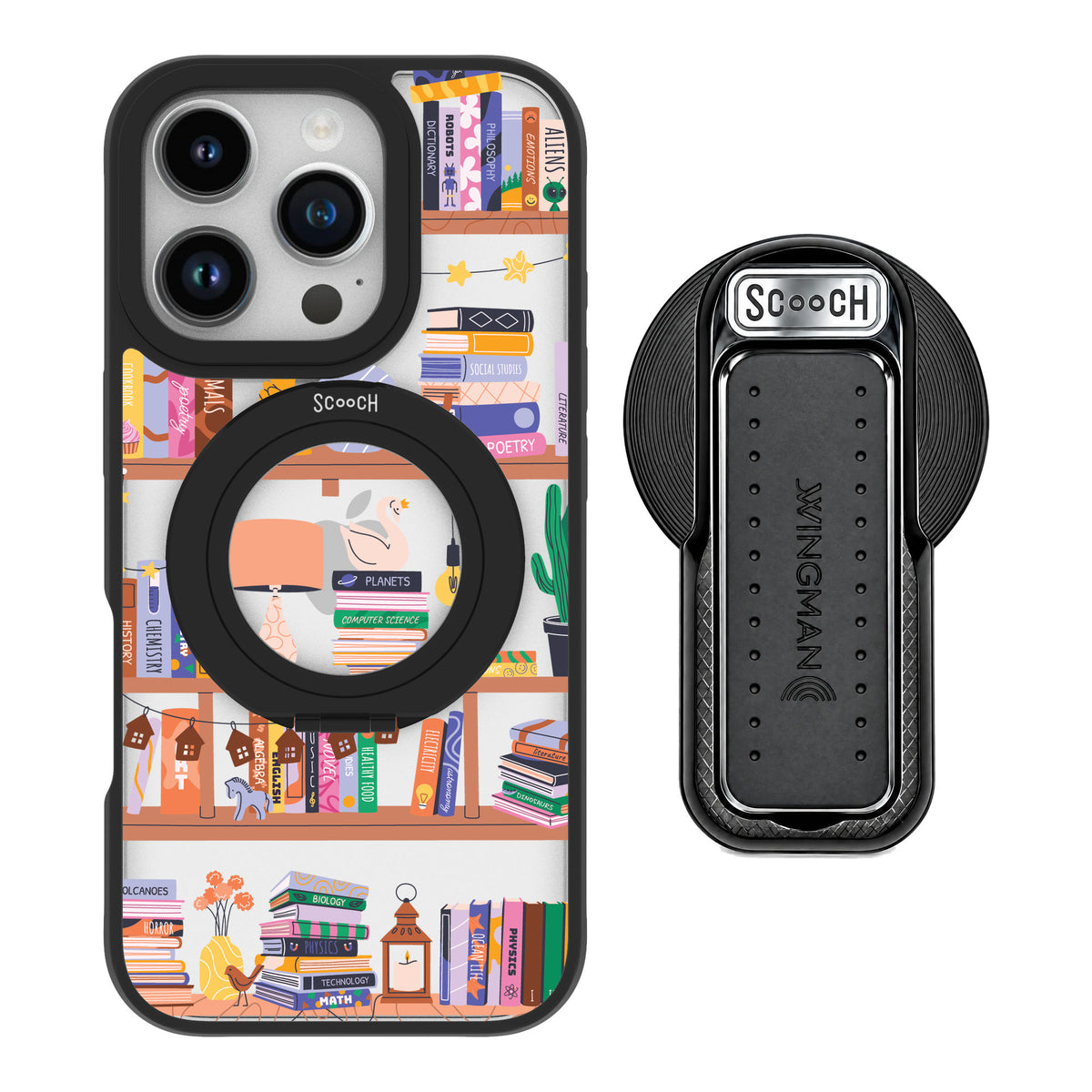 Scooch MagCase Little Library for iPhone 16 Pro — MagSafe Wingback Bundle - Black