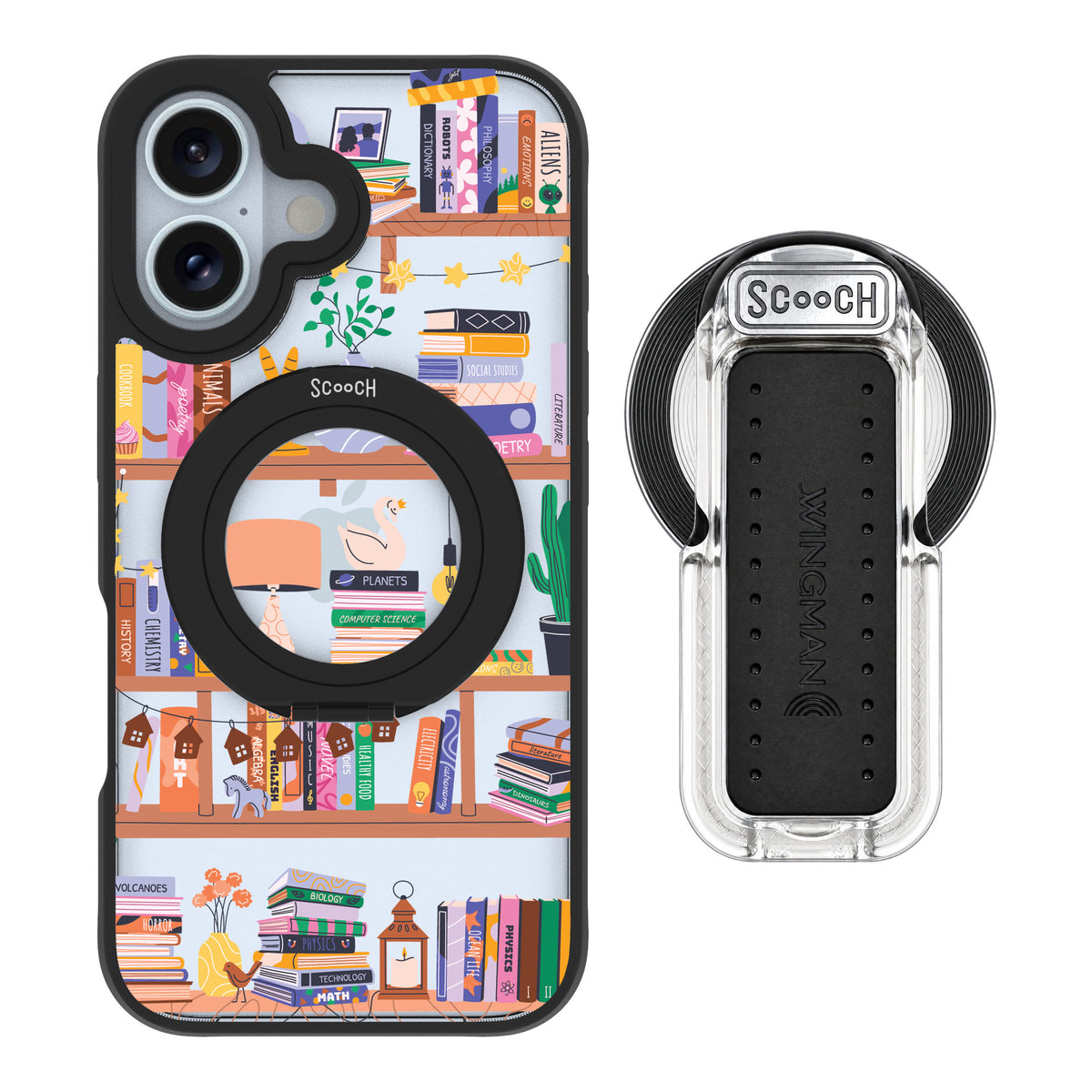 Scooch MagCase Little Library for iPhone 16 — MagSafe Wingback Bundle - Clear