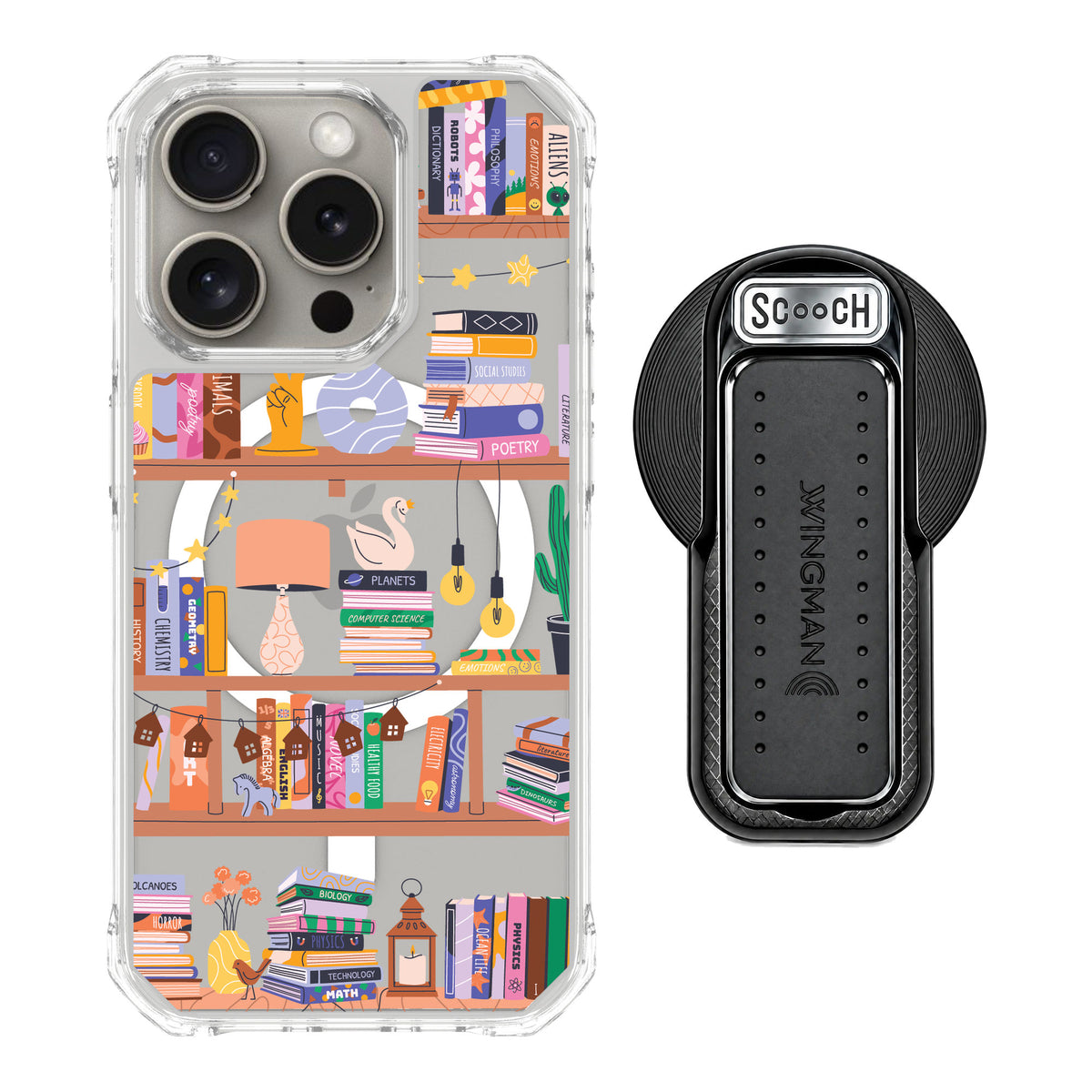 Scooch MagCase Little Library for iPhone 15 Pro — MagSafe Wingback Bundle - Black
