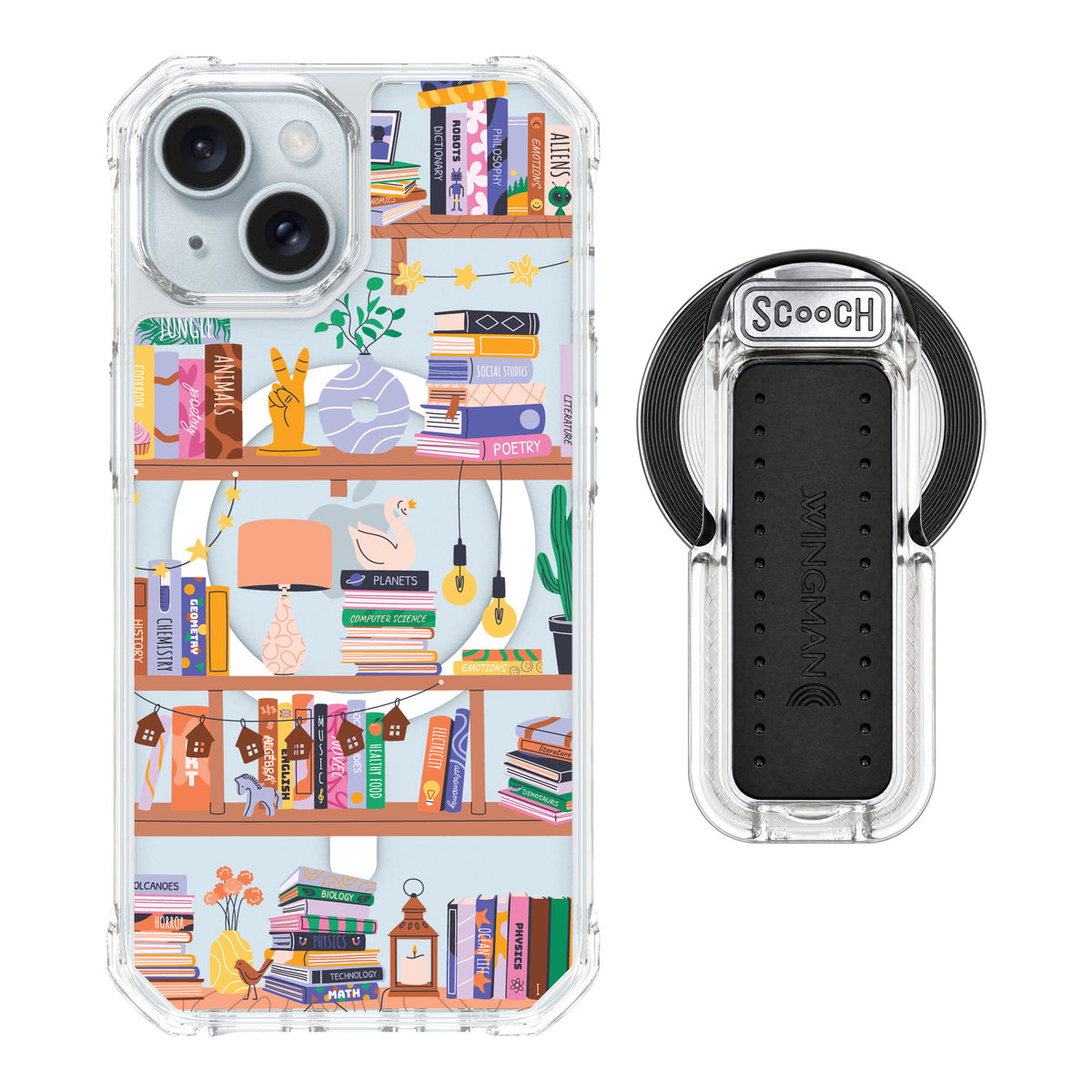 Scooch MagCase Little Library for iPhone 15 — MagSafe Wingback Bundle - Clear