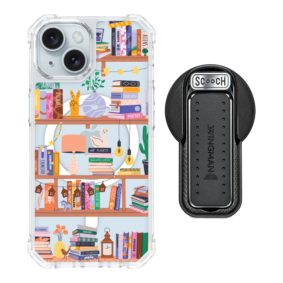 Scooch MagCase Little Library for iPhone 15 — MagSafe Wingback Bundle - Black
