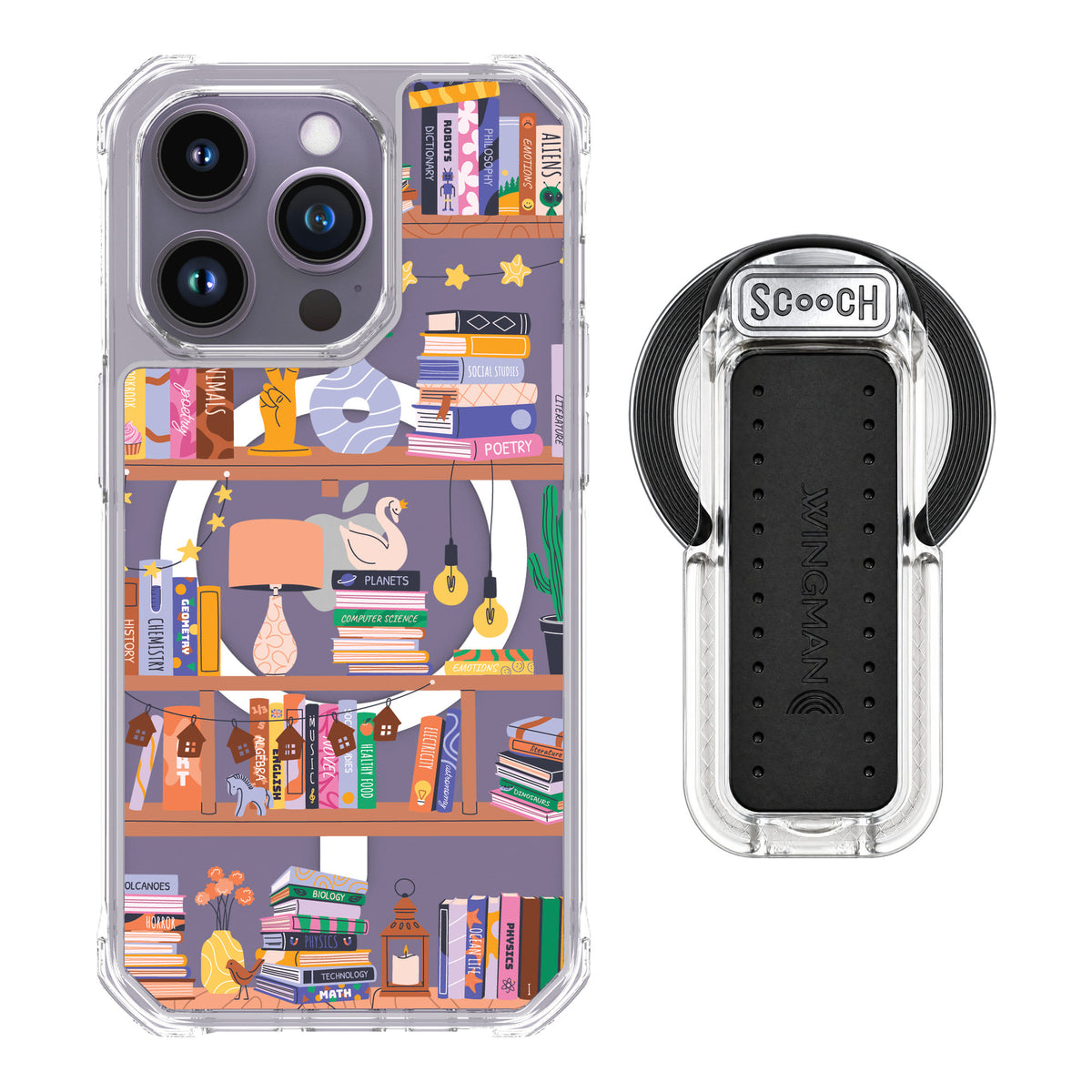 Scooch MagCase Little Library for iPhone 14 Pro — MagSafe Wingback Bundle - Clear