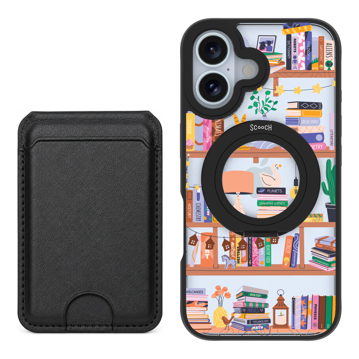 Scooch MagCase Little Library for iPhone 16 — Black MagWallet Bundle