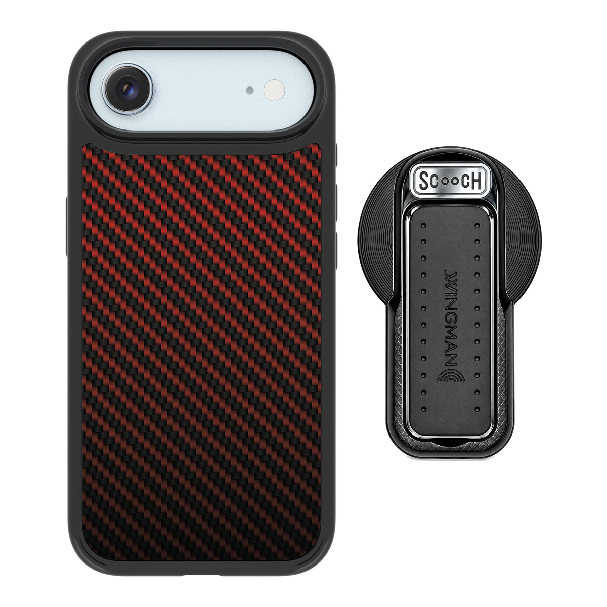 Scooch MagCase Red Carbon Fiber for iPhone Air — MagSafe Wingback Bundle - Black