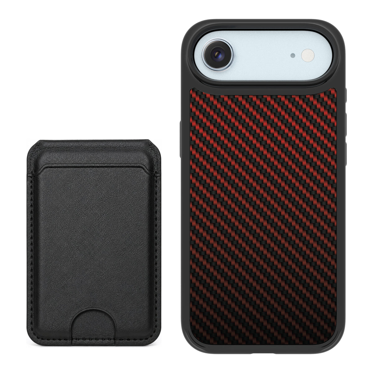 Scooch MagCase Red Carbon Fiber for iPhone Air — Black MagWallet Bundle