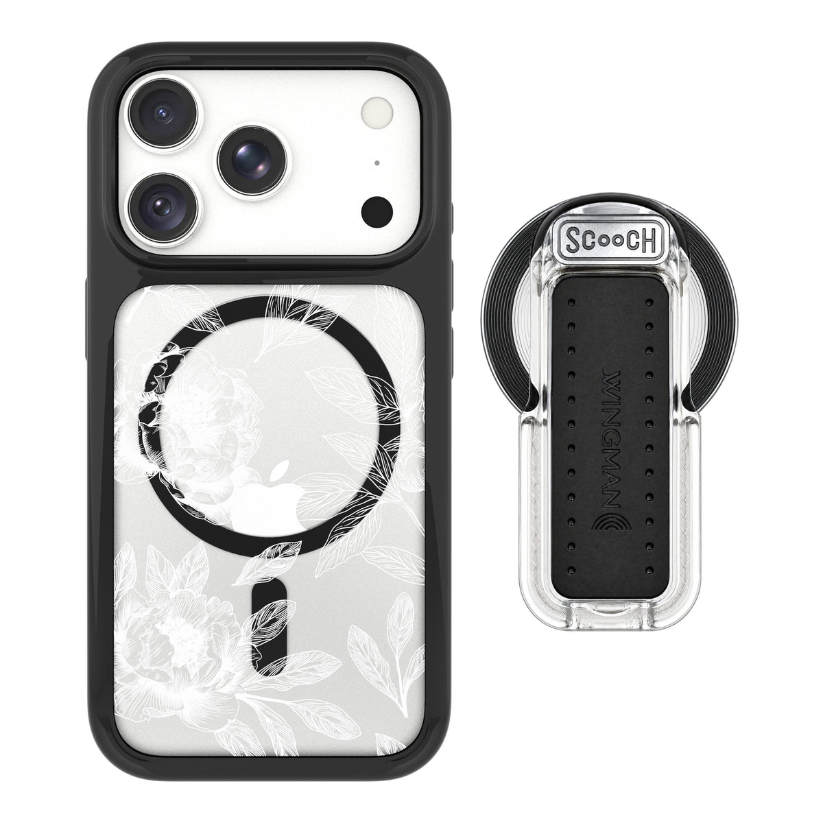 Scooch MagCase Chinoiserie for iPhone 17 Pro — MagSafe Wingback Bundle - Clear