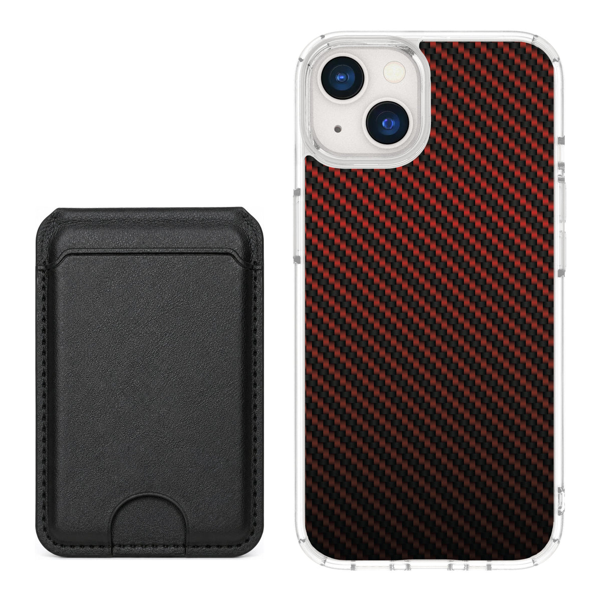 Scooch MagCase Red Carbon Fiber for iPhone 13 — Black MagWallet Bundle