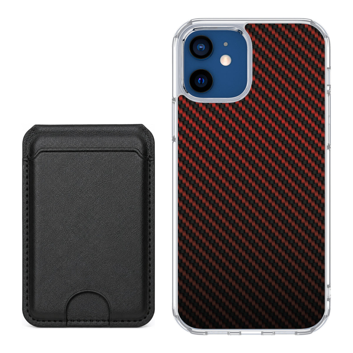 Scooch MagCase Red Carbon Fiber for iPhone 12 — Black MagWallet Bundle