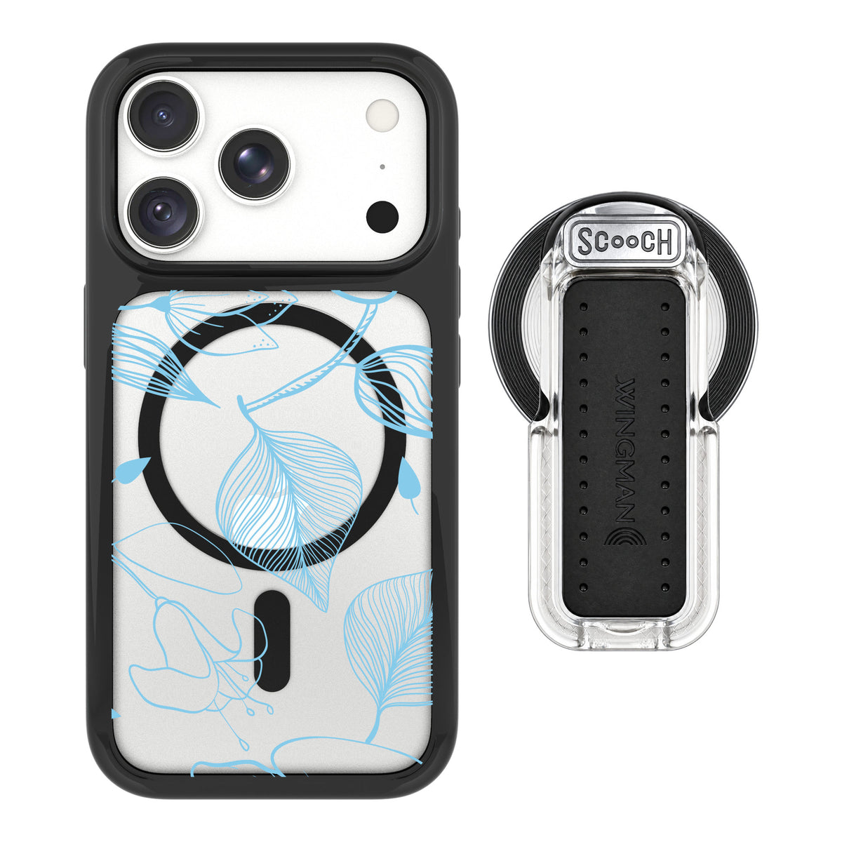 Scooch MagCase Blue Hibiscus for iPhone 18 Pro Max — MagSafe Wingback Bundle - Clear