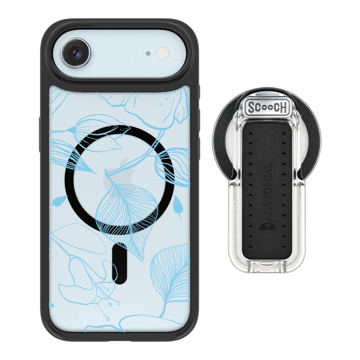 Scooch MagCase Blue Hibiscus for iPhone Air — MagSafe Wingback Bundle - Clear